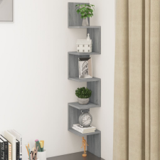 vidaXL szürke sonoma színű szerelt fa fali sarokpolc 20x20x127,5 cm bútor