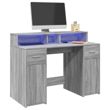 vidaXL szürke sonoma színű szerelt fa íróasztal LED-ekkel 120x55x91 cm bútor