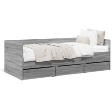 vidaXL szürke sonoma színű szerelt fa kanapéágy fiókokkal 100 x 200 cm ágy és ágykellék