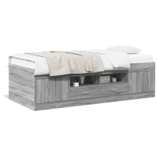 vidaXL szürke sonoma színű szerelt fa kanapéágy fiókokkal 90 x 200 cm ágy és ágykellék