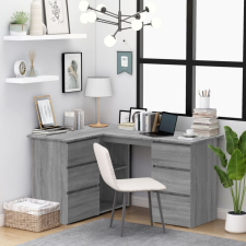 vidaXL Szürke sonoma színű szerelt fa sarokíróasztal 145 x 100 x 76 cm íróasztal