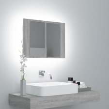 vidaXL szürke sonoma színű szerelt fa tükörszekrény LED-del 60x12x45cm fürdőszoba bútor
