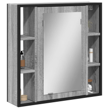 vidaXL szürke sonoma színű szerelt fa tükrös szekrény 60x16x60 cm fürdőszoba bútor