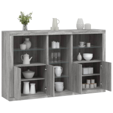 vidaXL szürke sonoma színű tálalószekrény LED-ekkel 162 x 37 x 100 cm bútor