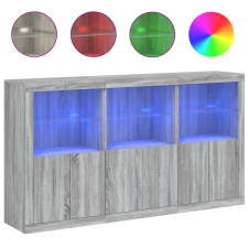 vidaXL szürke sonoma színű tálalószekrény LED-ekkel 181,5x37x100 cm (3209154) bútor