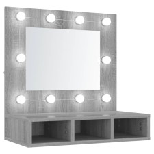 vidaXL szürke sonoma színű tükrös szekrény LED-ekkel 60 x 31,5 x 62 cm (820455) fürdőszoba bútor