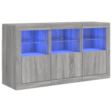 vidaXL szürke sonoma tálalószekrény LED-világítással 123 x 37 x 67 cm (3209063) bútor