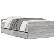 vidaXL szürke sonoma-tölgyszínű műfa ágykeret fiókokkal 90 x 200 cm (3207376) ágy és ágykellék