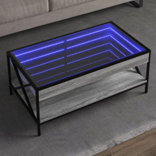 vidaXL szürke sonoma végtelen hatású LED-es dohányzóasztal 90x50x38 cm bútor