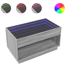 vidaXL szürke sonoma végtelen hatású LED-es dohányzóasztal 90x50x50 cm (847670) bútor