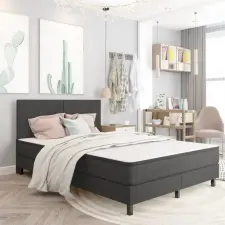 vidaXL szürke szövetkárpitozású rugós ágykeret 140 x 200 cm ágy és ágykellék