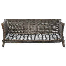 vidaXL szürke természetes fűzfa kutyakosár párnával 90 x 54 x 35 cm (170776) szállítóbox, fekhely kutyáknak