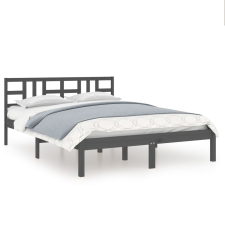vidaXL szürke tömör fa ágykeret 135 x 190 cm (4FT6 Double) (3105382) ágy és ágykellék