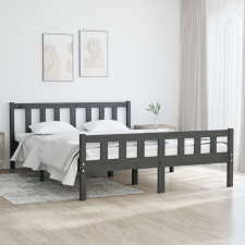 vidaXL szürke tömör fa ágykeret 140 x 190 cm ágy és ágykellék