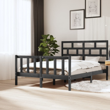 vidaXL szürke tömör fa ágykeret 160 x 200 cm ágy és ágykellék