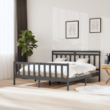 vidaXL szürke tömör fa ágykeret 180 x 200 cm (6FT Super King) ágy és ágykellék