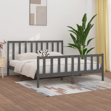 vidaXL szürke tömör fa ágykeret 200 x 200 cm ágy és ágykellék