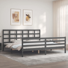 vidaXL szürke tömör fa ágykeret fejtámlával 200 x 200 cm ágy és ágykellék