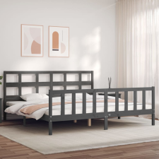 vidaXL szürke tömör fa ágykeret fejtámlával 200 x 200 cm ágy és ágykellék