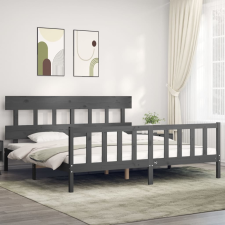 vidaXL szürke tömör fa ágykeret fejtámlával 200 x 200 cm ágy és ágykellék