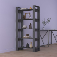 vidaXL szürke tömör fa könyvszekrény/térelválasztó 80 x 35 x 160 cm bútor