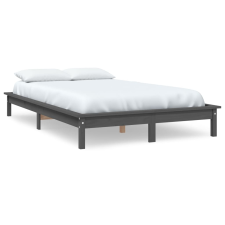 vidaXL szürke tömör fenyőfa ágykeret 140x190 cm (820588) ágy és ágykellék