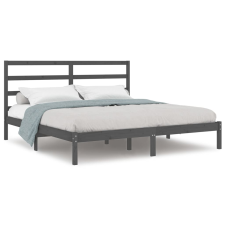 vidaXL szürke tömör fenyőfa ágykeret 200 x 200 cm (3104955) ágy és ágykellék