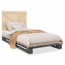 vidaXL szürke tömör fenyőfa ágykeret fejtámlával 100 x 200 cm ágy és ágykellék