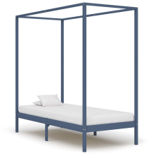 vidaXL szürke tömör fenyőfa baldachinos ágykeret 90 x 200 cm ágy és ágykellék
