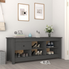 vidaXL Szürke tömör fenyőfa cipősszekrény 110 x 38 x 45,5 cm bútor