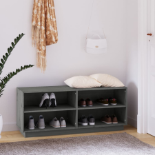 vidaXL szürke tömör fenyőfa cipőszekrény 110 x 34 x 45 cm bútor