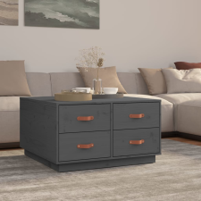 vidaXL szürke tömör fenyőfa dohányzóasztal 80 x 80 x 45 cm bútor