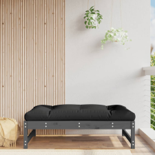 vidaXL Szürke tömör fenyőfa kerti lábzsámoly párnával 120x80 cm kerti bútor