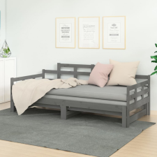 vidaXL szürke tömör fenyőfa kihúzható kanapéágy 2 x (80 x 200) cm ágy és ágykellék