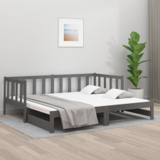 vidaXL szürke tömör fenyőfa kihúzható kanapéágy 2 x (90 x 190) cm ágy és ágykellék