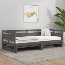 vidaXL szürke tömör fenyőfa kihúzható kanapéágy 2 x (90 x 200) cm bútor
