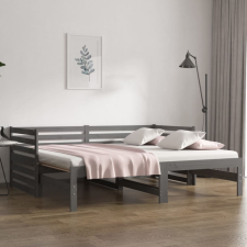 vidaXL szürke tömör fenyőfa kihúzható kanapéágy 2x(90x190) cm ágy és ágykellék