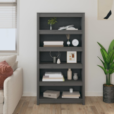 vidaXL szürke tömör fenyőfa könyvszekrény 80x35x154 cm bútor