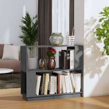 vidaXL szürke tömör fenyőfa könyvszekrény/térelválasztó 80x25x70 cm bútor