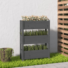 vidaXL szürke tömör fenyőfa növénytartó 77 x 25 x 104,5 cm kerti tárolás