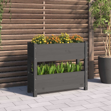 vidaXL szürke tömör fenyőfa növénytartó 77 x 25 x 66 cm kerti dekoráció
