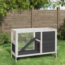 vidaXL szürke tömör fenyőfa nyúlketrec 103 x 44 x 69,5 cm ketrec, szállítóbox rágcsálóknak