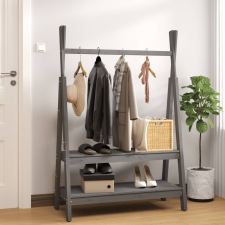 vidaXL szürke tömör fenyőfa ruhatartó állvány 100 x 45 x 150 cm bútor