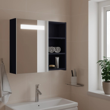 vidaXL Szürke tükrös fürdőszobaszekrény led-del 60 x 13 x 52 cm fürdőszoba bútor