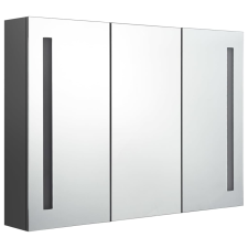 vidaXL szürke tükrös fürdőszobaszekrény LED világítással 89x14x62 cm (326527) fürdőszoba bútor