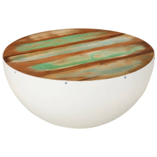 vidaXL tál alakú fehér újrahasznosított fa dohányzóasztal Ø50x24 cm bútor