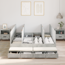 vidaXL Tároló Ágykeret Beton Szürke 140x200 cm ágy és ágykellék