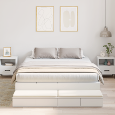 vidaXL Tároló Ágykeret Fehér 135x190 cm ágy és ágykellék