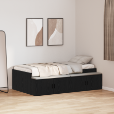 vidaXL Tároló Ágykeret Fekete Tölgy 80x200 cm ágy és ágykellék