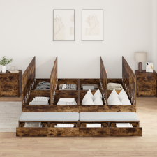 vidaXL Tároló Ágykeret Füstölt Tölgy 180x200 cm ágy és ágykellék
